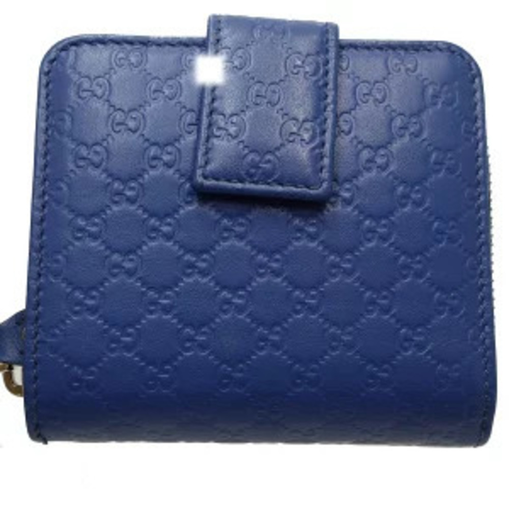 Gucci Compact Wallet guccissima Bi fold Leather Blue - Picture 3 of 8